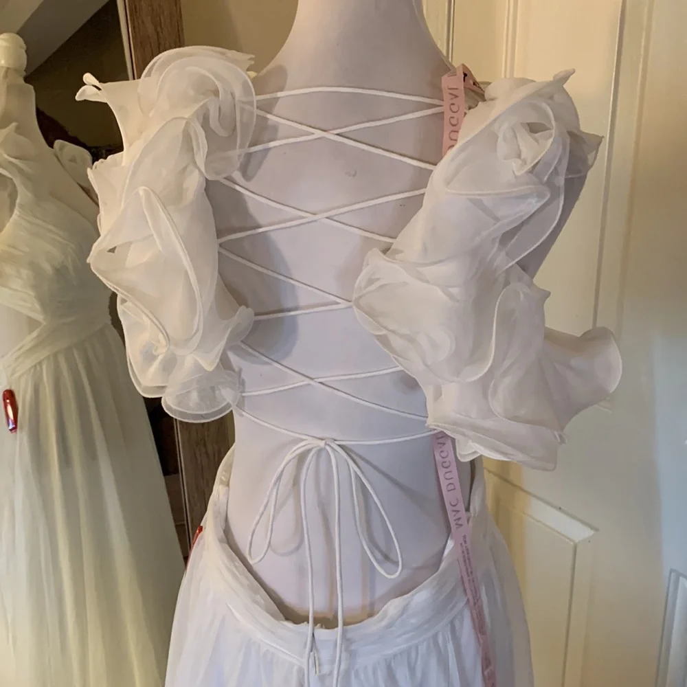 MAC DUGGAL
Ruffle-Sleeve V-Neck Tiered Chiffon Maxi Dress Anthropologie - Picture 13 of 17